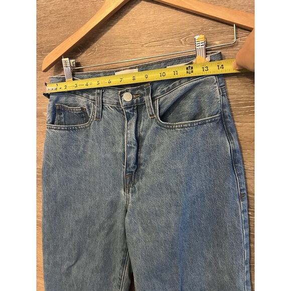 Frame Le Jane Crop High Rise Wide Leg Straight Jeans Women’s Size 27 Raw Hem - Picture 4 of 11